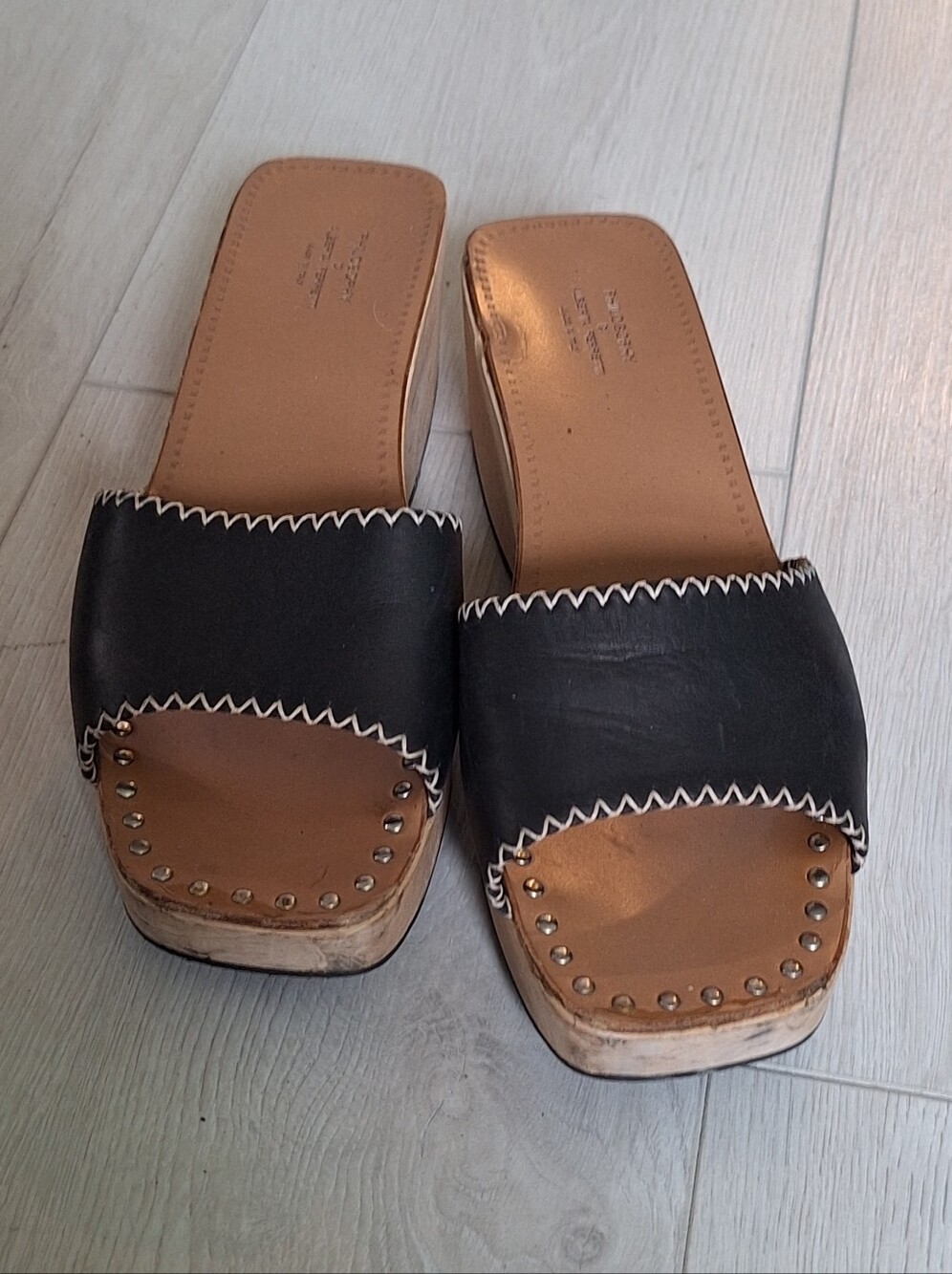 Philosophy Di Alberta Ferretti Wooden Studded Sandals 8.5-9